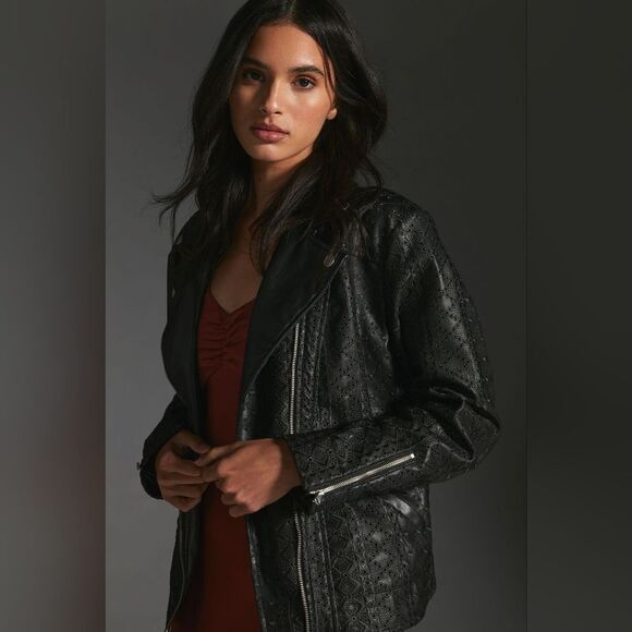Anthropologie Faux Leather Eyelet Jacket NWT - Picture 1 of 8